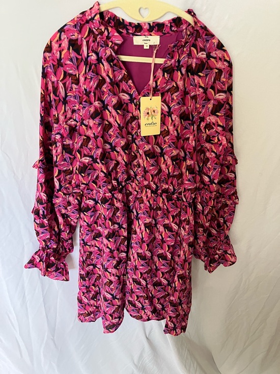 entro Dresses & Skirts - Entro: Pink Floral Long Sleeve Dress- M